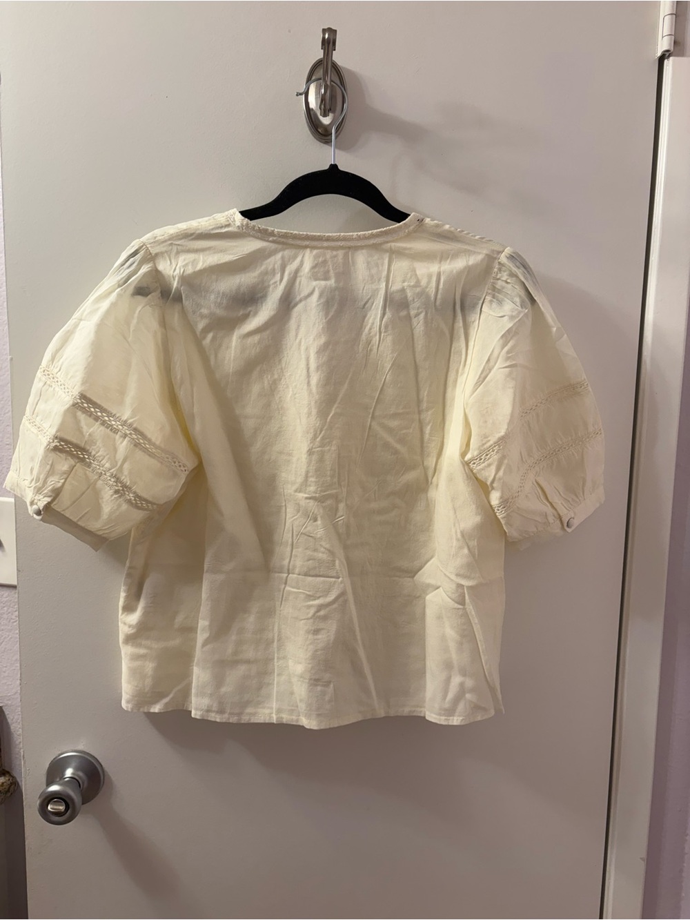 Sonmer Boho Embroidered V-Neck Short Sleeve Top - Cream Kala Ecru Small - Picture 7 of 7